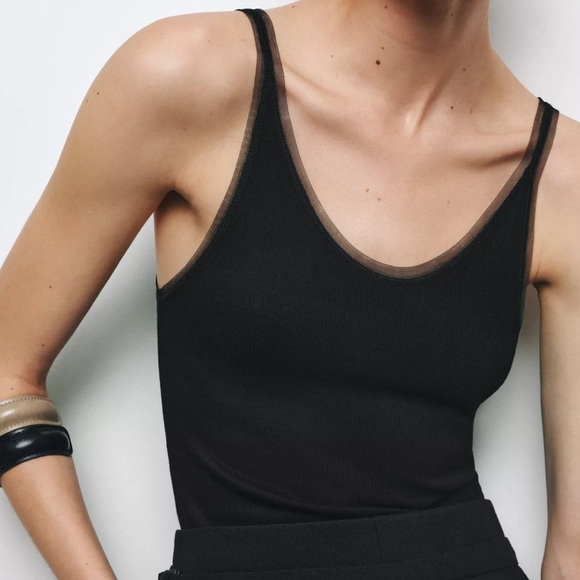 Zara combination tulle top M - Picture 1 of 9